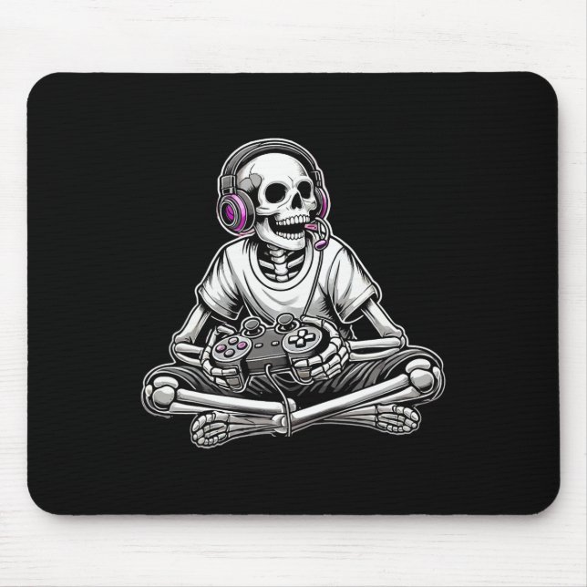 Gamer Skeleton Halloween  Mouse Pad (Front)