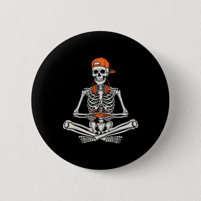 Gamer Skeleton Halloween Video Game Controller Boy Button (Front)