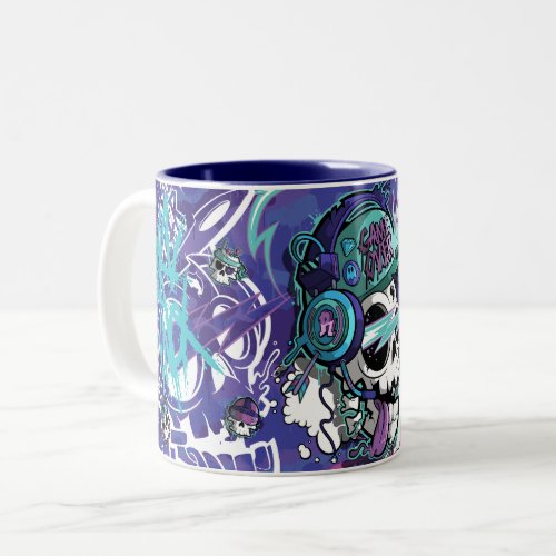 Gamer Skulls Game Over Two_Tone Coffee Mug