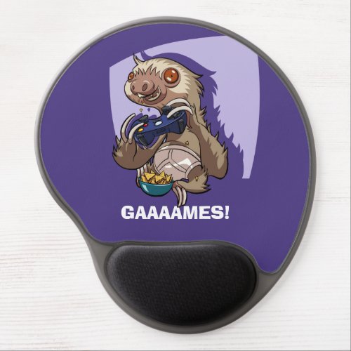 Gamer Sloth Eating Nachos Gaaaames Cartoon Gel Mouse Pad