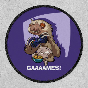 Gamer Sloth Eating Nachos Gaaaames! Cartoon Patch