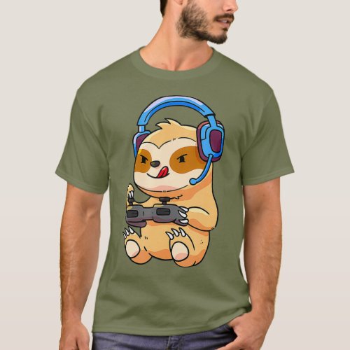 Gamer Sloth Gaming Sloths Video Game Gift T_Shirt