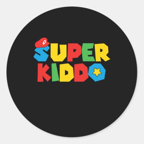 Gamer Son Super Kid Funny Gaming Kiddo  Classic Round Sticker
