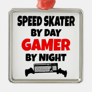 Gamer Speed Skater Metal Ornament