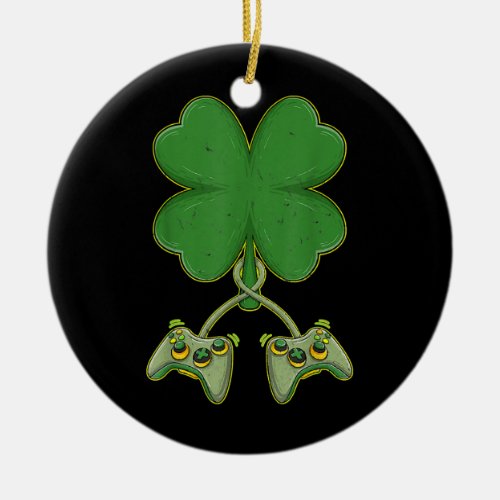 Gamer St Patricks Day Video Game Controller Ceramic Ornament