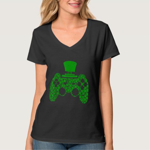 Gamer St Patricks Day Video Game Controller Shamro T_Shirt
