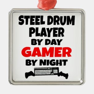 Gamer Steel Drum Player Metal Ornament