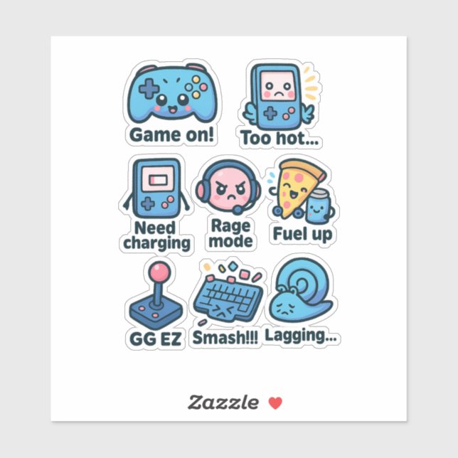 Gamer Sticker Pack Custom-Cut Vinyl Stickers (Sheet)