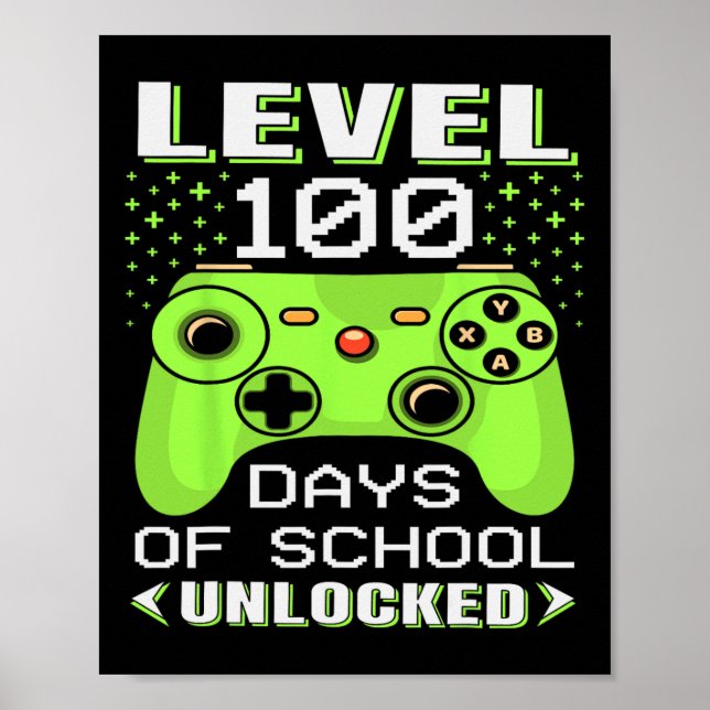 Gamer Suden 100h Day Eacher 100 Days Of School  Poster (Front)