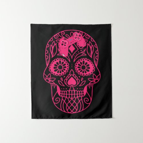 gamer sugar skull tapestry