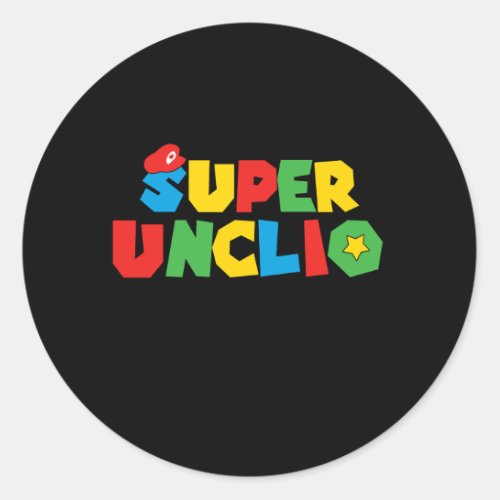 Gamer Super Uncle Funny Gaming  Classic Round Sticker