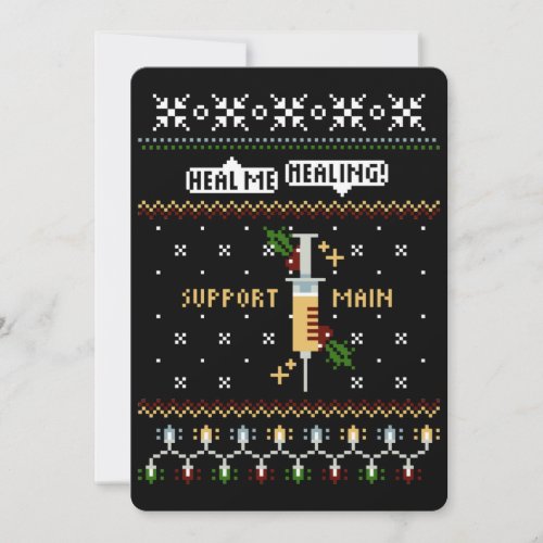 Gamer Support Main Pixel Art Syringe Christmas Holiday Card