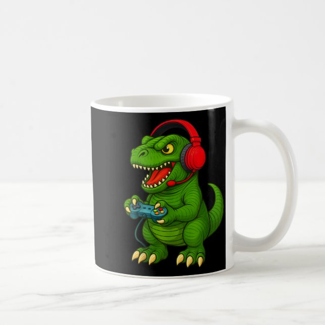 Gamer T Rex Dinosaur Video Games Boys Teen Funny G Coffee Mug (Right)