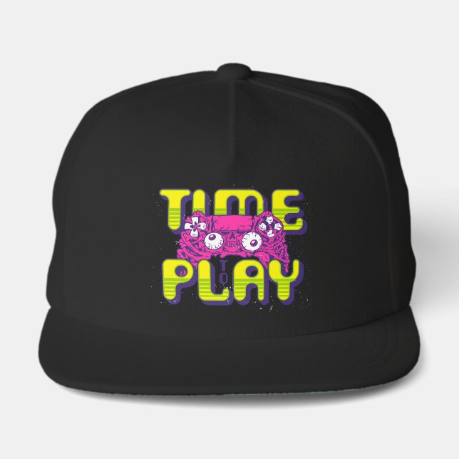 Gamer Time To Play Monster Gamepad  Snap Back Hat (Front)