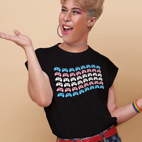Gamer Transgender Pride Flag Videogame Controllers T_Shirt