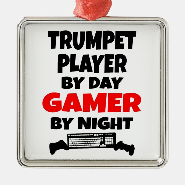 Gamer Trumpet Player Metal Ornament (Front)