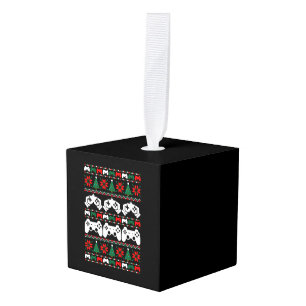 Gamer Ugly Christmas Sweater Cube Ornament