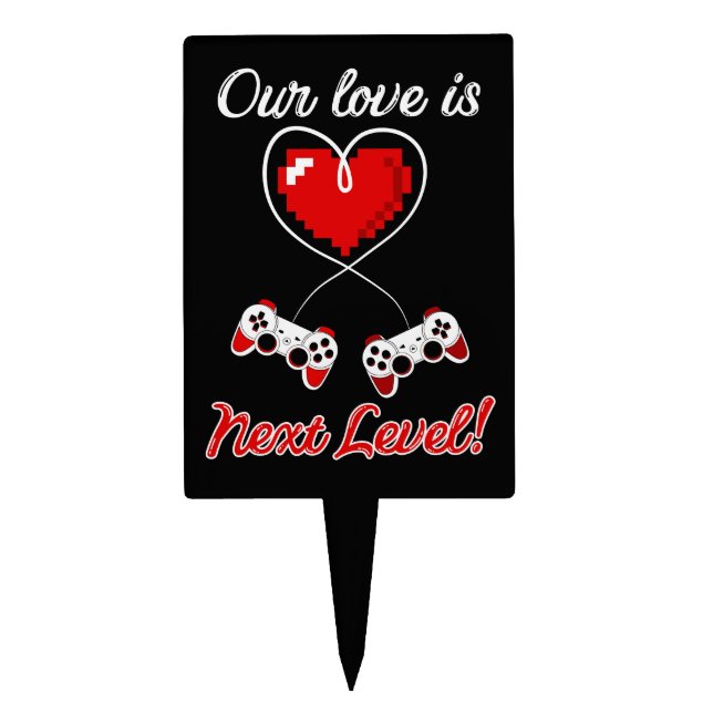 Gamer Valentine Cake Pick (Front)