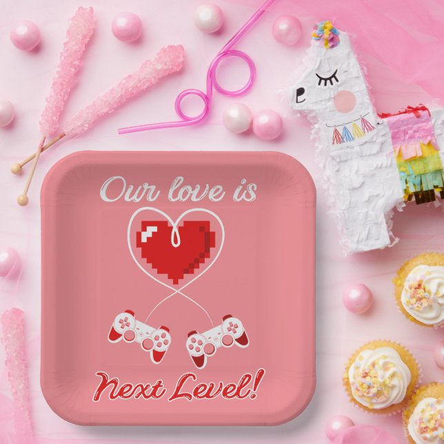 Gamer Valentine Paper Plates (Party)