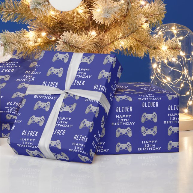 Gamer Video Game Controller Birthday Party Wrapping Paper (Holidays)