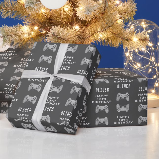Gamer Video Game Controller Birthday Party Wrapping Paper (Holidays)
