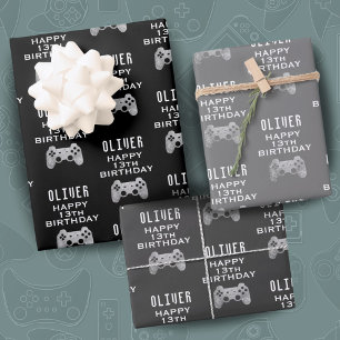 Gamer Video Game Controller Birthday Party Wrapping Paper Sheets