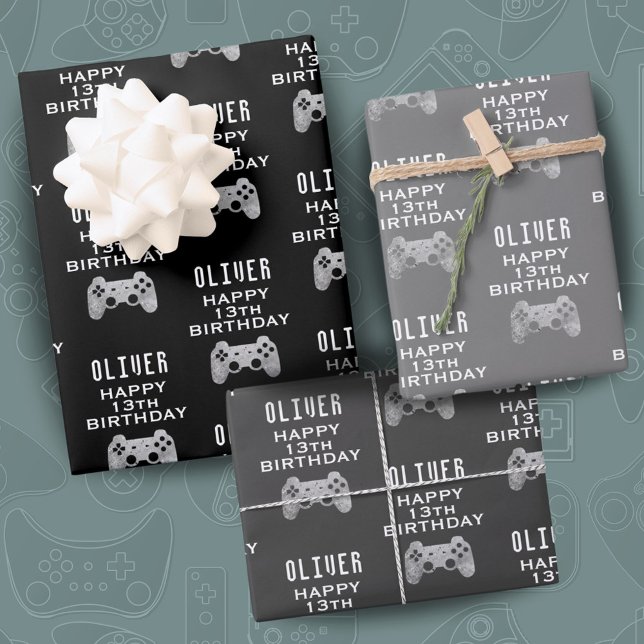 Gamer Video Game Controller Birthday Party Wrapping Paper Sheets (Creator Uploaded)