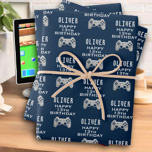 Gamer Video Game Controller Birthday Party Wrapping Paper Sheets