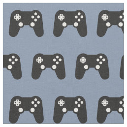 Gamer Video Game Controller Pattern Blue Grey Fabric