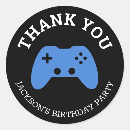 Gamer Video Game Party Thank You Personalized Classic Round Sticker