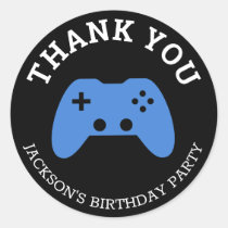 Gamer Video Game Party Thank You Personalized Classic Round Sticker
