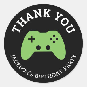 Gamer Video Game Party Thank You Personalized Classic Round Sticker