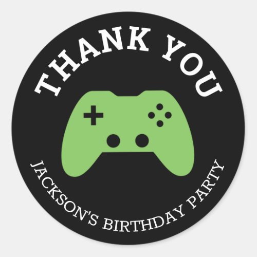Gamer Video Game Party Thank You Personalized Classic Round Sticker