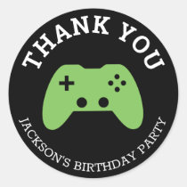 Gamer Video Game Party Thank You Personalized Classic Round Sticker