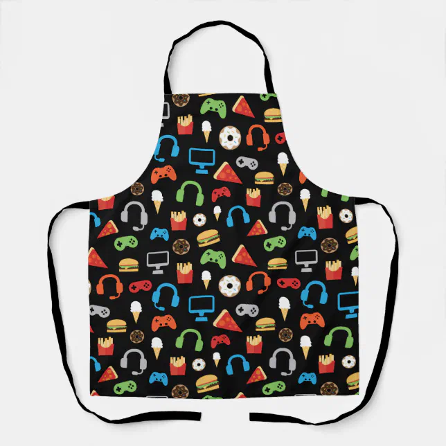 Gamer Video Game Snack Party Gaming Pattern Apron | Zazzle