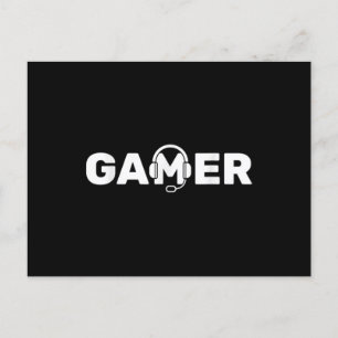 Gamer Video Games Gaming With Headphones Postcard