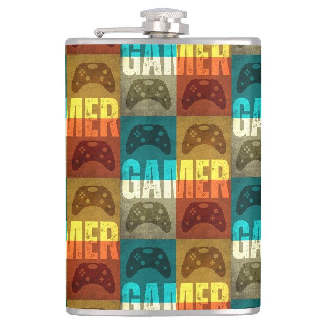 GAMER VINTAGE VIDEO GAME CONTROLLER  FLASK (Front)