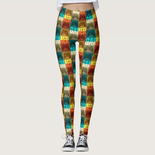 GAMER VINTAGE VIDEO GAME CONTROLLER  LEGGINGS