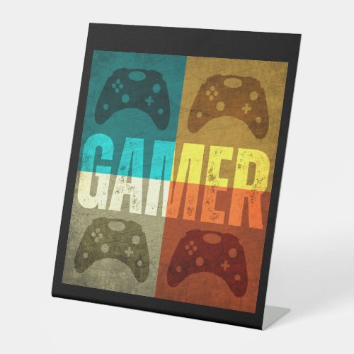 GAMER VINTAGE VIDEO GAME CONTROLLER  PEDESTAL SIGN