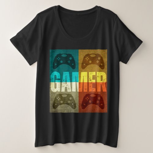 GAMER VINTAGE VIDEO GAME CONTROLLER  PLUS SIZE T_Shirt
