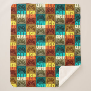 GAMER VINTAGE VIDEO GAME CONTROLLER SHERPA BLANKET