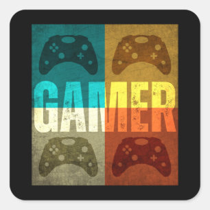 GAMER VINTAGE VIDEO GAME CONTROLLER  SQUARE STICKER