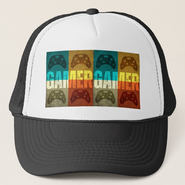 GAMER VINTAGE VIDEO GAME CONTROLLER  TRUCKER HAT (Front)