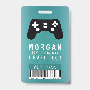 Gamer VIP Pass Birthday Invitation  Badge