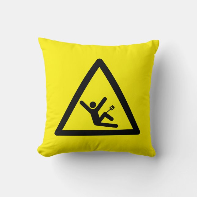 Gamer Warning Throw Pillow (Front)