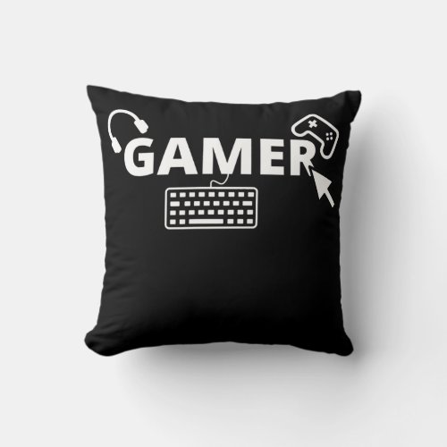 Gamer WASD Gaming Console PC Gambling Video Game Throw Pillow