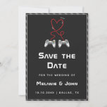 Gamer Wedding Geek Love Romantic Player 1 2 Funny  Save The Date<br><div class="desc">Surprise your guests with these fun Save the Date cards featuring romantic gaming illustration. Easily add your info by clicking on the "personalize this template" option.</div>