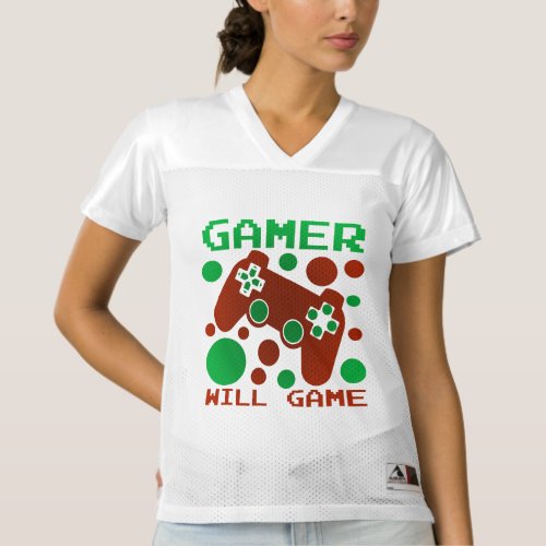 GAMER WILL GAME 5 WOMENS FOOTBALL JERSEY