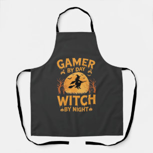 Gamer Witch Halloween Gaming Design Apron
