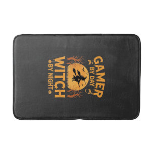 Gamer Witch Halloween Gaming Design Bath Mat